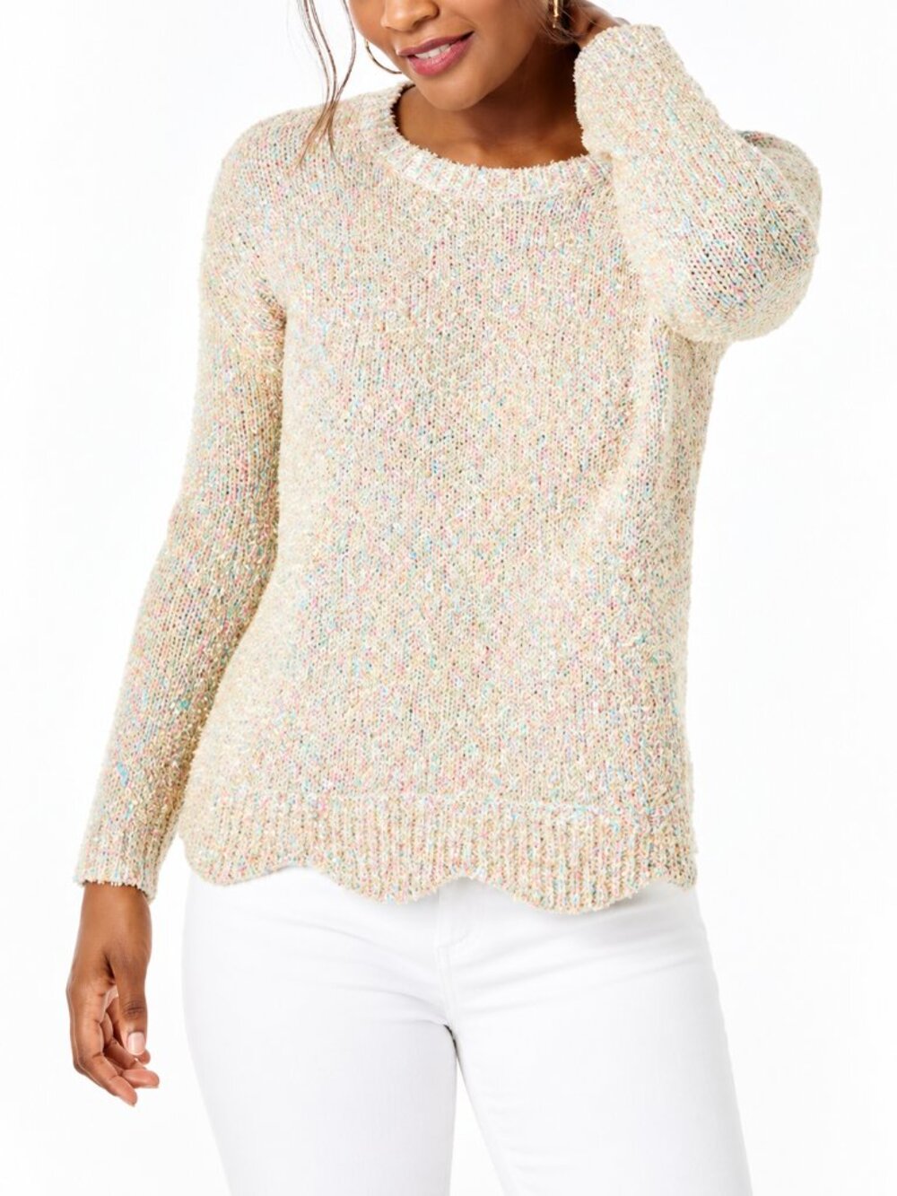 Lilly Pulitzer Rainbow Metallic Scalloped Gliana Sweater Small